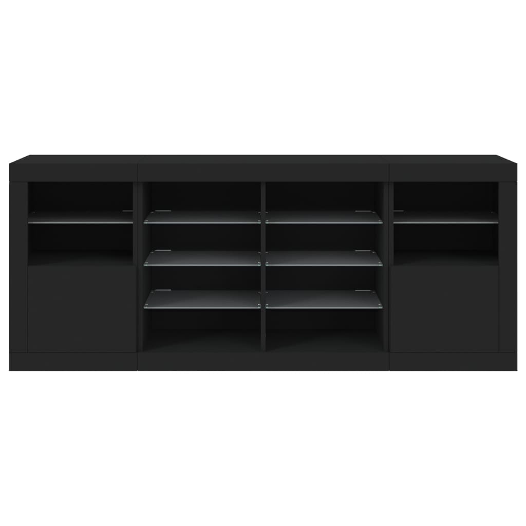 Sideboard with LED Lights Black 163x37x67 cm