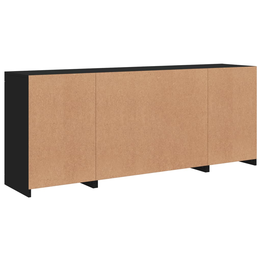 Sideboard with LED Lights Black 163x37x67 cm