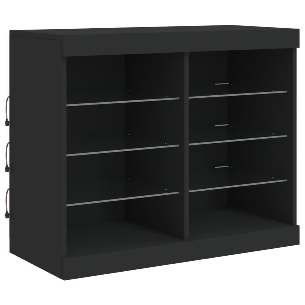 Sideboard with LED Lights Black 163x37x67 cm