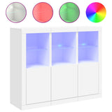 Sideboards with LED Lights 3 pcs White Engineered Wood - Front View