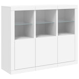 Sideboards with LED Lights 3 pcs White Engineered Wood - 45-Degree Angle