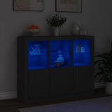 Sideboards with LED Lights 3 pcs Black Engineered Wood - Side View