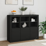 Sideboards with LED Lights 3 pcs Black Engineered Wood - Top-Down View