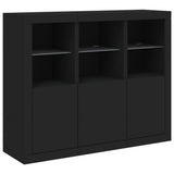 Sideboards with LED Lights 3 pcs Black Engineered Wood - 45-Degree Angle