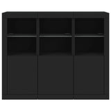 Sideboards with LED Lights 3 pcs Black Engineered Wood - Rear View