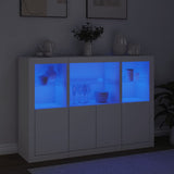 Sideboards with LED Lights 3 pcs White Engineered Wood - Side View