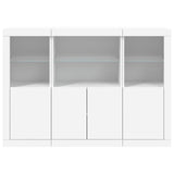 Sideboards with LED Lights 3 pcs White Engineered Wood - Rear View
