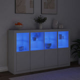 Sideboards with LED Lights 3 pcs White Engineered Wood - Side View