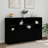 Sideboards with LED Lights 3 pcs Black Engineered Wood - Top-Down View