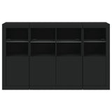 Sideboards with LED Lights 3 pcs Black Engineered Wood - Rear View