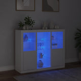 Sideboards with LED Lights 3 pcs White Engineered Wood - Side View