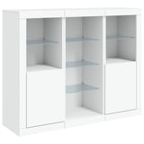 Sideboards with LED Lights 3 pcs White Engineered Wood - 45-Degree Angle