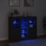 Sideboards with LED Lights 3 pcs Black Engineered Wood