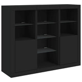 Sideboards with LED Lights 3 pcs Black Engineered Wood - 45-Degree Angle