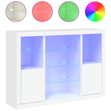 Sideboards with LED Lights 3 pcs White Engineered Wood - Front View