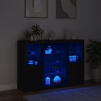 Sideboards with LED Lights 3 pcs Black Engineered Wood