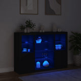 Sideboards with LED Lights 3 pcs Black Engineered Wood - Side View