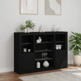 Sideboards with LED Lights 3 pcs Black Engineered Wood - Top-Down View