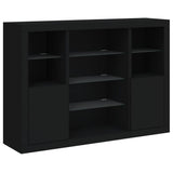 Sideboards with LED Lights 3 pcs Black Engineered Wood