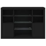 Sideboards with LED Lights 3 pcs Black Engineered Wood - Rear View