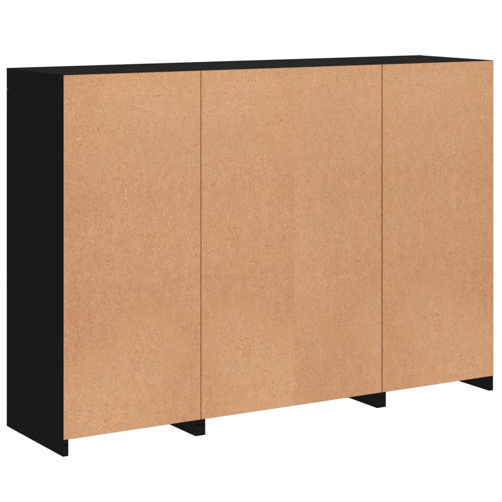 Sideboards with LED Lights 3 pcs Black Engineered Wood