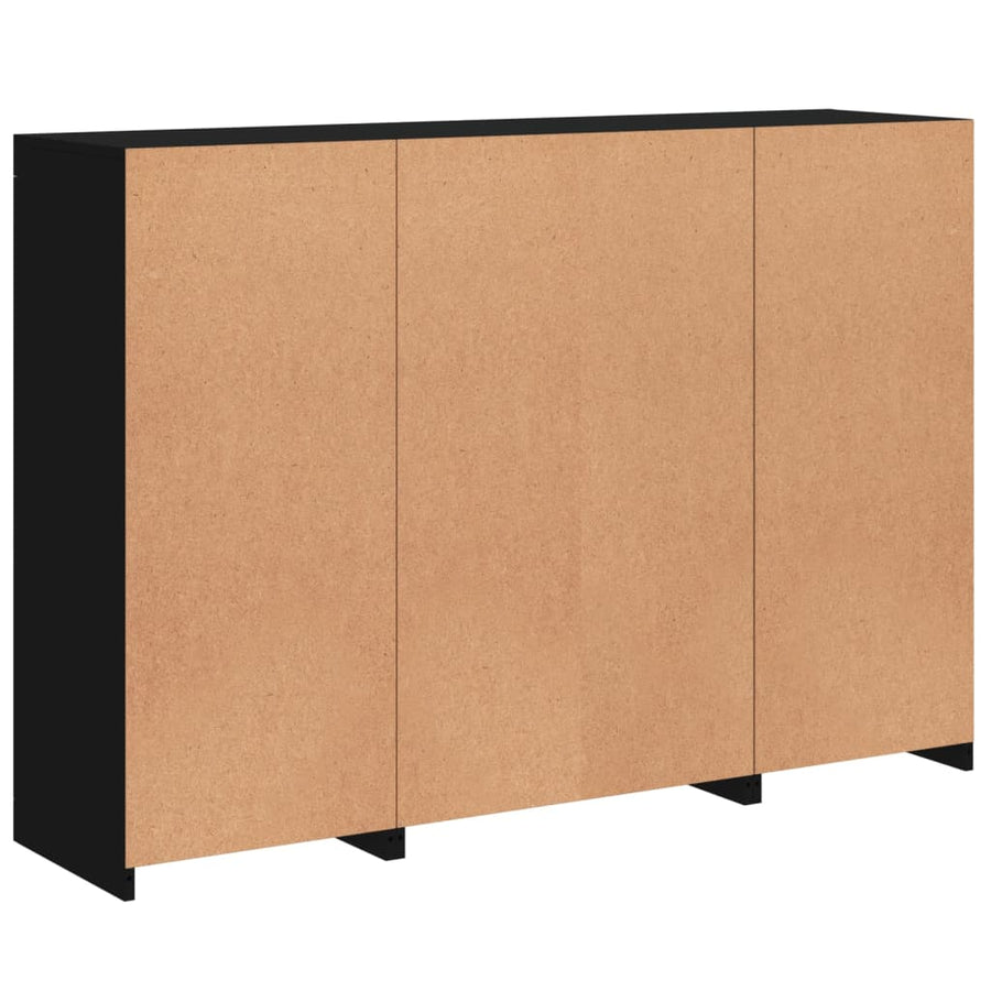 Sideboards with LED Lights 3 pcs Black Engineered Wood