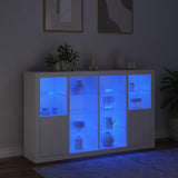 Sideboards with LED Lights 3 pcs White Engineered Wood - Side View