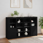 Sideboards with LED Lights 3 pcs Black Engineered Wood