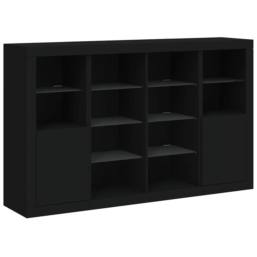 Sideboards with LED Lights 3 pcs Black Engineered Wood
