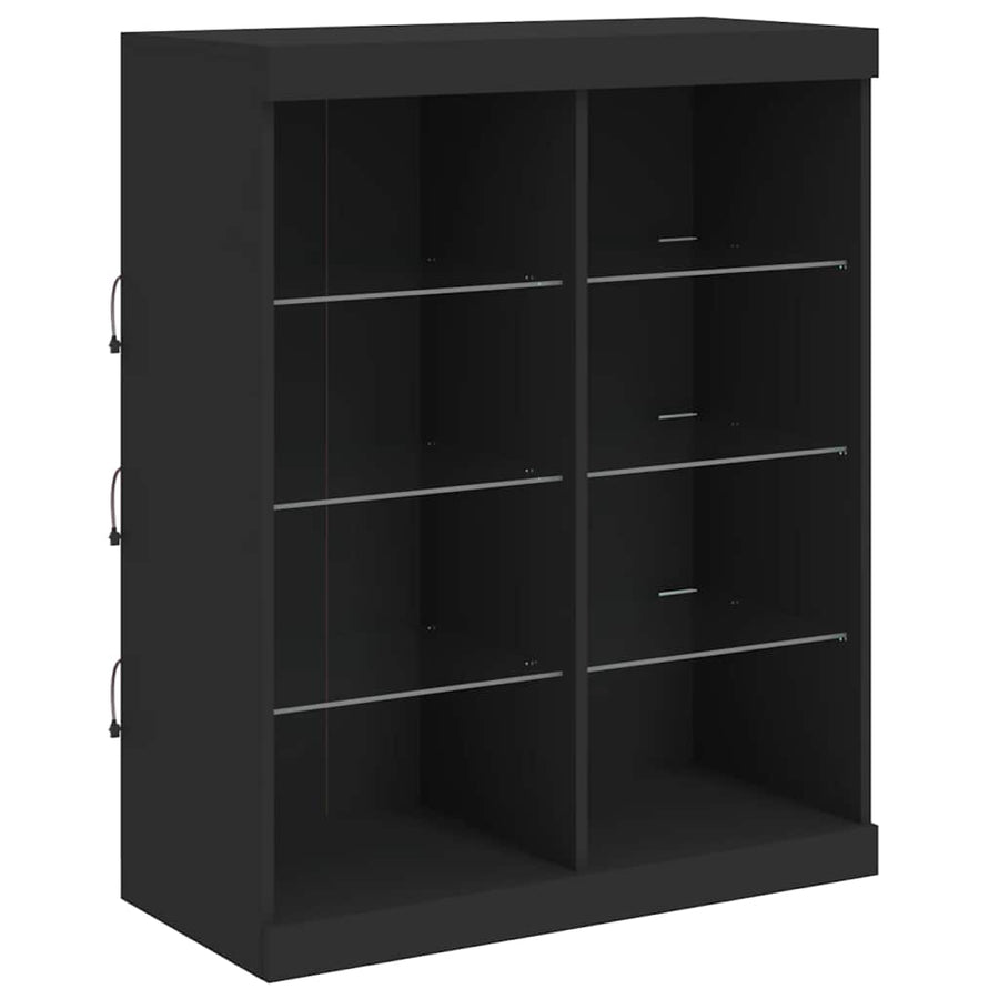 Sideboards with LED Lights 3 pcs Black Engineered Wood