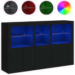 Sideboard with LED Lights Black 162x37x100 cm