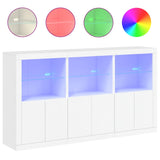 Sideboard with LED Lights White 181.5x37x100 cm - Front View