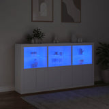 Sideboard with LED Lights White 181.5x37x100 cm - 45-Degree Angle
