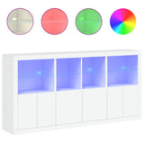 Sideboard with LED Lights White 202x37x100 cm - Front View