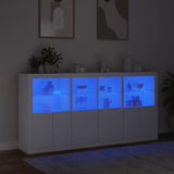Sideboard with LED Lights White 202x37x100 cm - 45-Degree Angle