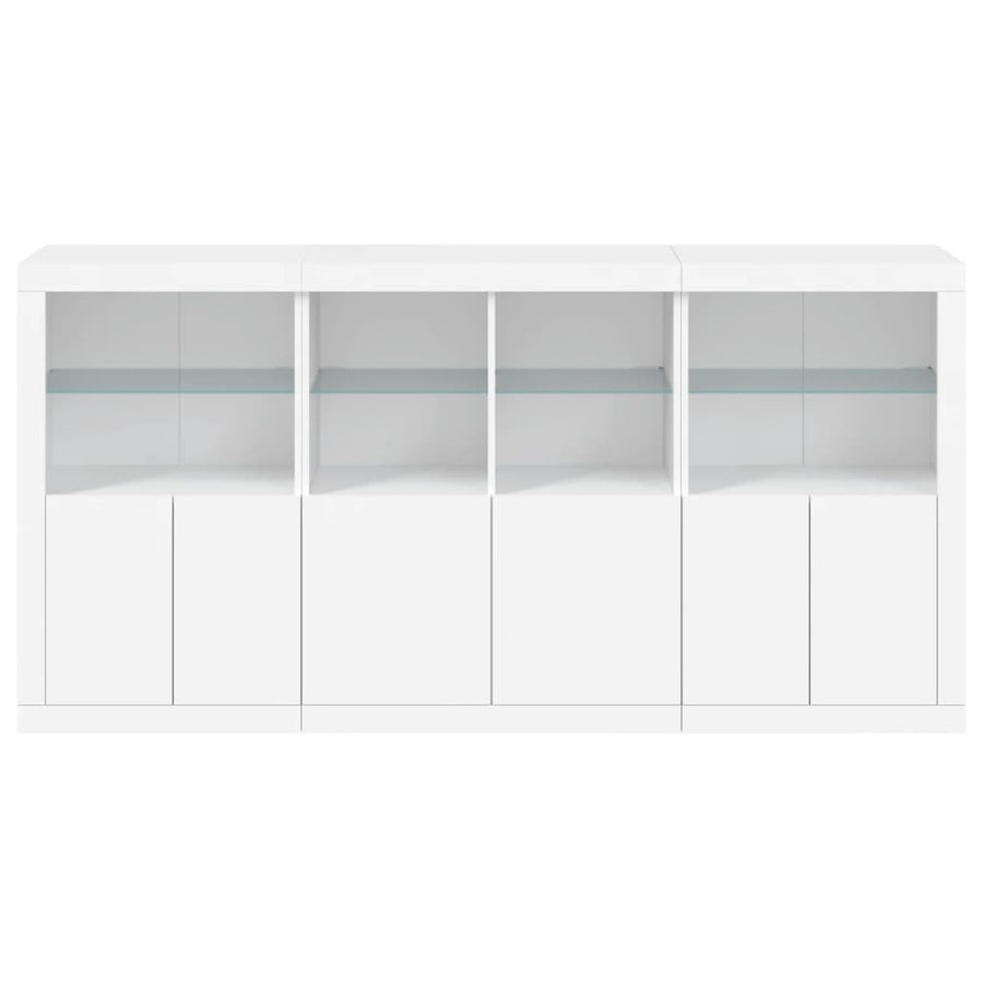 Sideboard with LED Lights White 202x37x100 cm
