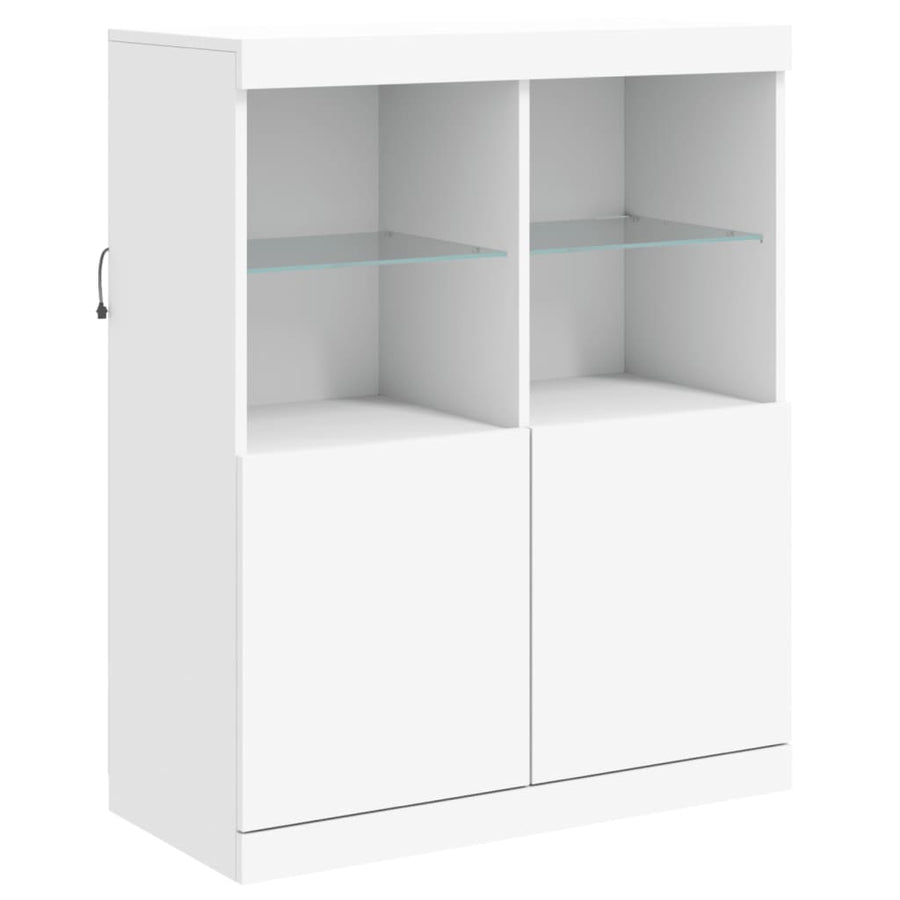 Sideboard with LED Lights White 202x37x100 cm
