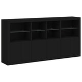 Sideboard with LED Lights Black 202x37x100 cm - Side View