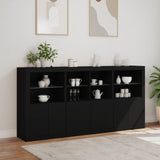 Sideboard with LED Lights Black 202x37x100 cm - Top-Down View