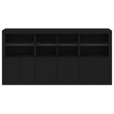 Sideboard with LED Lights Black 202x37x100 cm