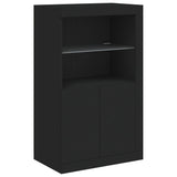 Sideboard with LED Lights Black 202x37x100 cm - Extra Image