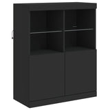 Sideboard with LED Lights Black 202x37x100 cm - Extra Image