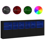 Sideboard with LED Lights Black 283x37x100 cm