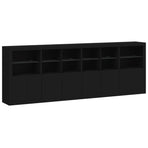 Sideboard with LED Lights Black 283x37x100 cm
