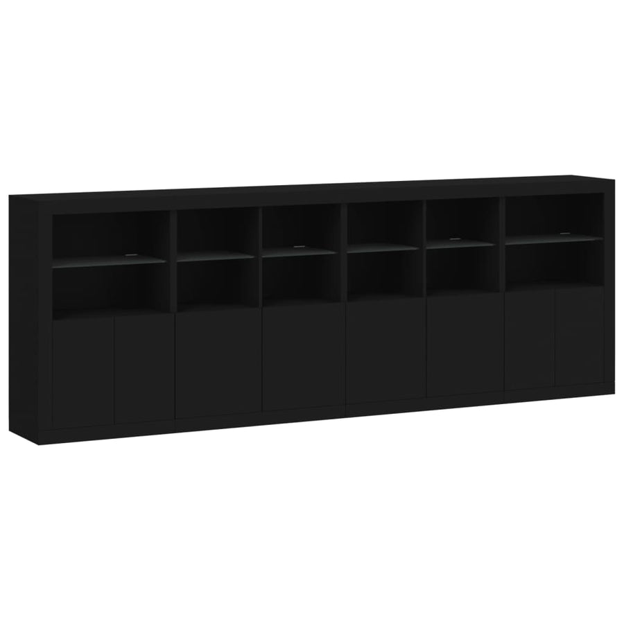 Sideboard with LED Lights Black 283x37x100 cm