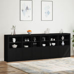 Sideboard with LED Lights Black 283x37x100 cm