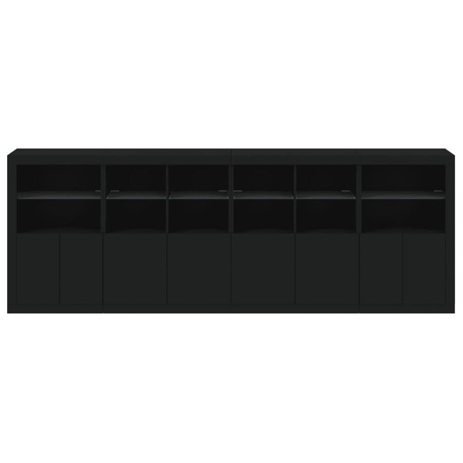 Sideboard with LED Lights Black 283x37x100 cm