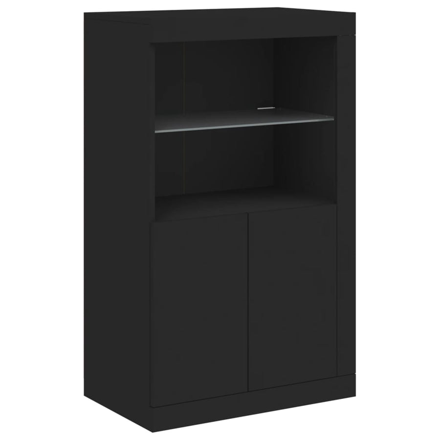 Sideboard with LED Lights Black 283x37x100 cm