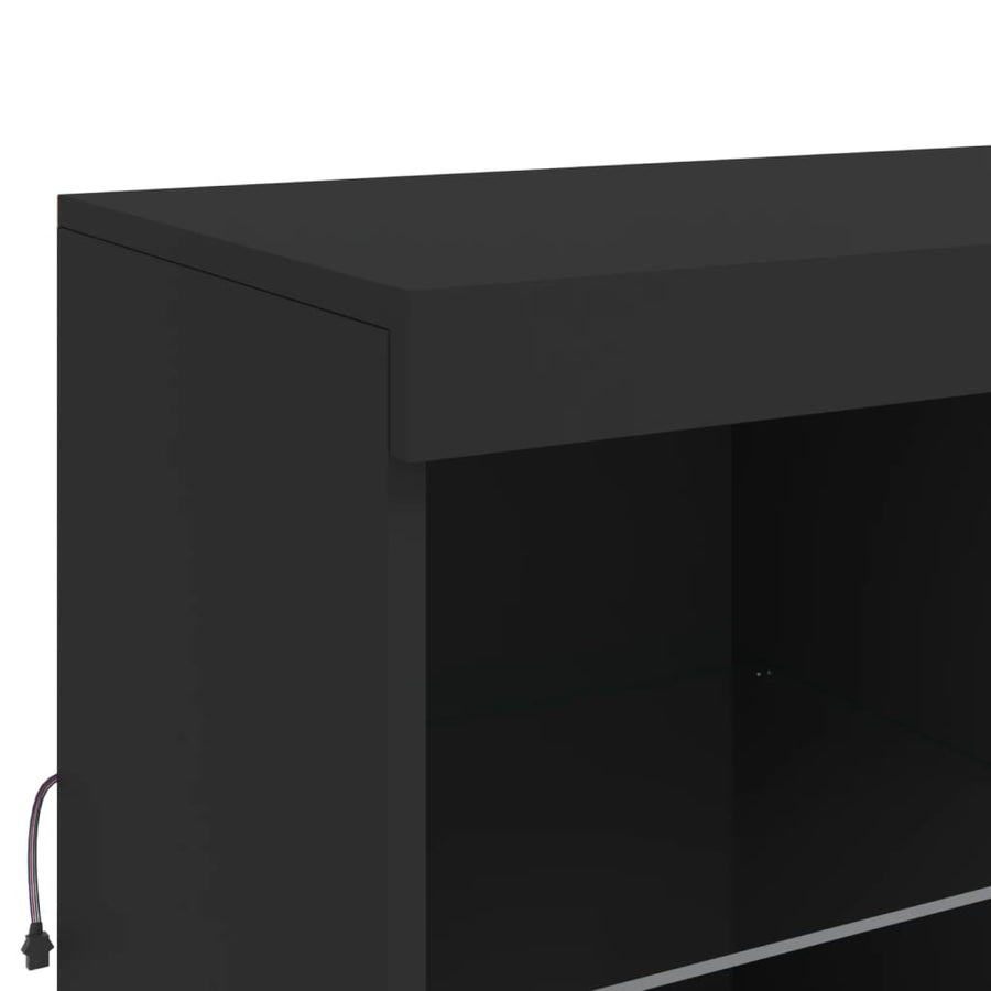 Sideboard with LED Lights Black 283x37x100 cm