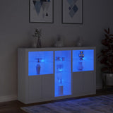 Sideboard with LED Lights White 162x37x100 cm - 45-Degree Angle